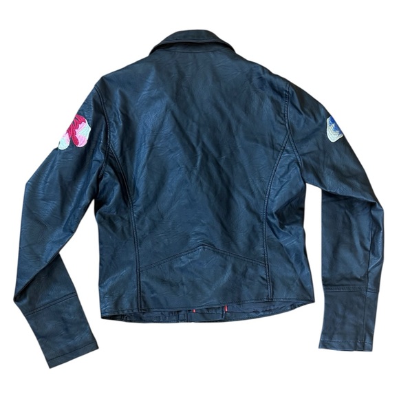 Vegan leather, embroidered, studded moto jacket, zippers, Ci Sono by Cavalini - Picture 2 of 9